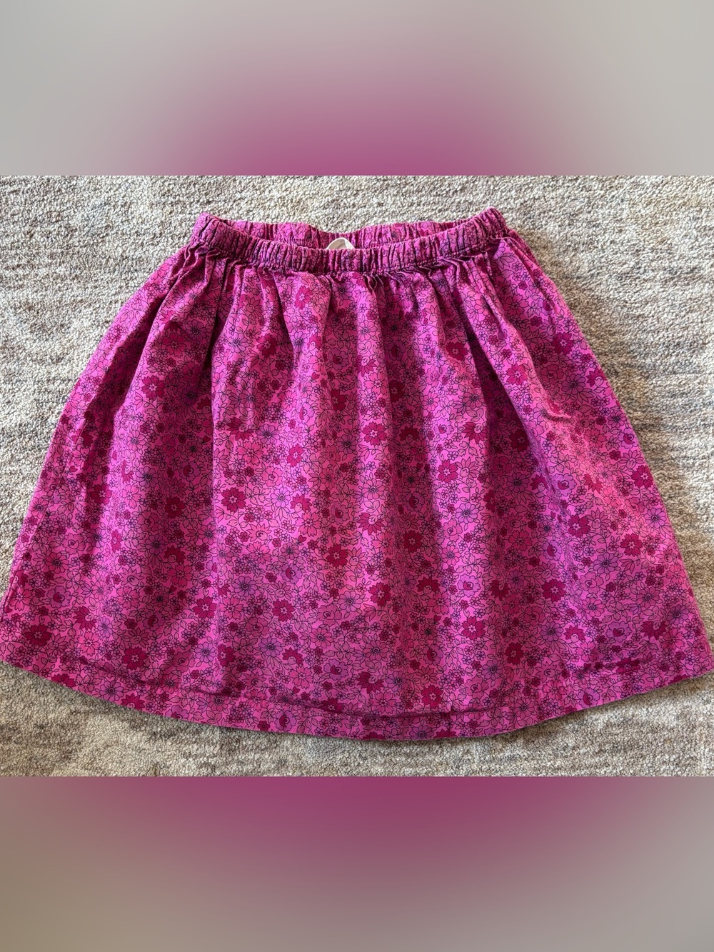 Lands' End Fuchsia Floral Elastic-Waist Girls' Skirt